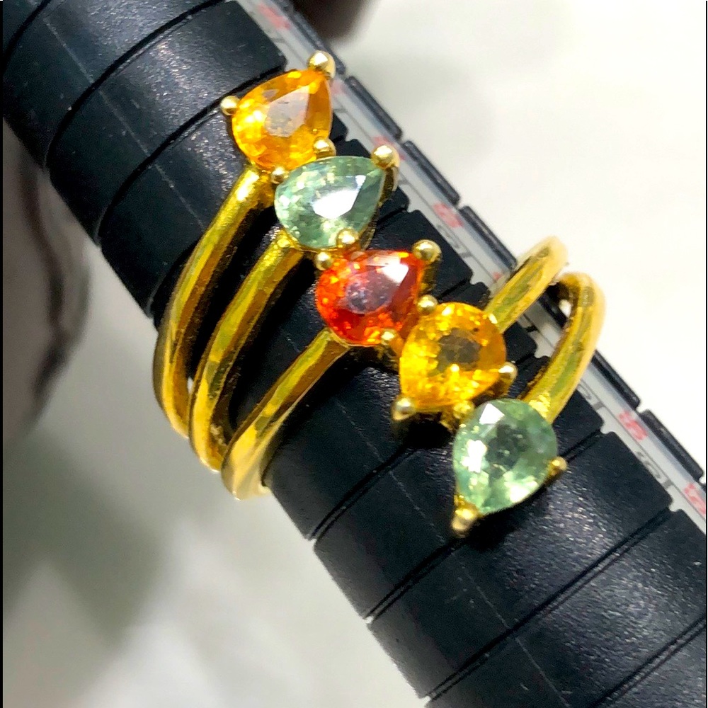 5x0.5 Ct Genuine Sapphires 14KGP Ring
